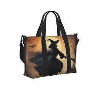 Halloween Witch Flying 2 Print Travel Hand Bag Women Lightweight Tote Foldable Daily Weekend Trips Gym Vacation