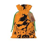 Halloween Witch Flying Drawstring Gift Bags Small Item Treats Wrapping Storage Bags Christmas Birthday Party Holiday