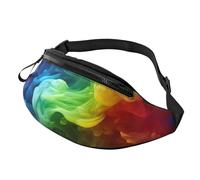 Halloween Witch Flying Fanny Pack for Women Men Fashion Waist Pack Adjustable Belt Bag for Workout Running Travelling Casual Waist Bag, Rainbow Smoke, One Size