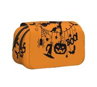 Halloween Witch Flying Flip-Top Double-Layer Pencil Case,Large Capacity (Holds 50 Pens/Pencis),Full-Print Durable Polyester School Office Supplies