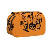 Halloween Witch Flying Flip-Top Double-Layer Pencil Case,Large Capacity (Holds 50 Pens/Pencis),Full-Print Durable Polyester School Office Supplies