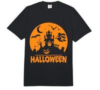 Halloween Witch Flying Over a Moonlit Haunted Castle Comfort Colors Adult Heavyweight T-Shirt