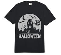 Halloween Witch Flying Over a Moonlit Haunted Castle Comfort Colors Adult Heavyweight T-Shirt