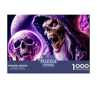 Halloween Witch Flying Over Skulls And Pumpkins Smooth Edged Cardboard Excellent for Mental Relaxation, Brain Exercise And Daily Stress Relief 38x26cm/1000pcs