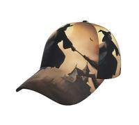 Halloween Witch Flying Print Baseball Cap Baseball Hats for Women Men Hat Caps Dad Hat Cute Womens Hats Summer Sun Hat Black
