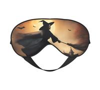 Halloween Witch Flying Print Sleep Mask,Soft Eye Mask with Adjustable Strap for Sleeping, Travel and Relaxation