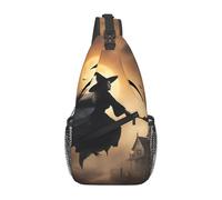 Halloween Witch Flying Print Sling Bag For Women Men Fashion One Shoulder Crossbody Bag Travel Fanny Pack Cross Body Bags