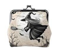 Halloween Witch Flying print Small Pouch Kiss Lock Coin Purse for Women Coin Change Purse, Credit Card Wallet