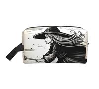Halloween Witch Flying Print Travel Toiletry Bag,Makeup Bag,Cosmetic Bag,Hanging Tolietry Bag for Women Men,Gym Daily