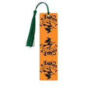 Halloween Witch Flying Printing 5 Pcs Bookmark Wooden Bookmarks for Men Women,Gifts for Adult Book Marks for Reading Studying