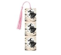 Halloween Witch Flying Printing 5 Pcs Wood Bookmark,Cute Bookmarks,Label Ornament for Decor Crafts,Decorations for Reading