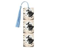 Halloween Witch Flying Printing 5 Pcs Wood Bookmark,Cute Bookmarks,Label Ornament for Decor Crafts,Decorations for Reading