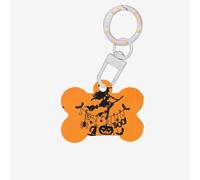 Halloween Witch Flying Printing Dog Tag Bone Shaped Double Sided Pattern Dog Id Tags Bone Shaped Pet Name Tags Dog Collar Tags
