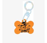Halloween Witch Flying Printing Dog Tag Bone Shaped Double Sided Pattern Dog Id Tags Bone Shaped Pet Name Tags Dog Collar Tags