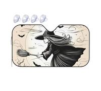 Halloween Witch Flying Printing Upgrade Car Windshield Sun Shade Protect Car from Sun Rays Heat Damage,Vehicle Accessories