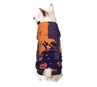 Halloween Witch Flying Small Dog Hoodie Cute Printed Pet Sweater with Hood for Small Breed Dogs, Lightweight Comfortable