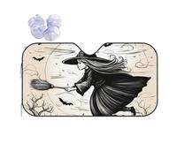 Halloween Witch Flying Sun Shade - Folding Car Front Window Sunshade for Cars SUV Trucks,Max UV Blocking and Keep The Vehicle Cool