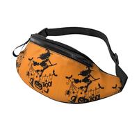 Halloween Witch Flying Unisex Sport Casual Crossbody Sling Bag, Lightweight Adjustable Chest Pack with Headphone Jack, Durable Polyester Fabric (All-Over Print)