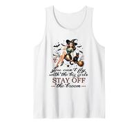 Halloween Witch Funny Fly with The Big Girls Pin Up Satire Tank Top