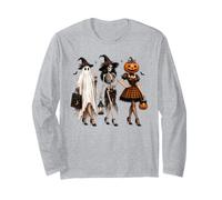 Halloween Witch Ghost Skeleton Pumpkin Ladies Long Sleeve T-Shirt