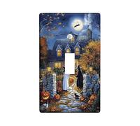 Halloween Witch Ghost Switch Cover Plate Orange Pumpkin Theme Fall Decor Thermoplastic Wall Plaques Standard Size