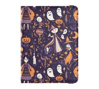 Halloween Witch Ghosts Pumpkins Family Travel Leather Passport Holder Waterproof Money&Card Case for Women Trip Essentials