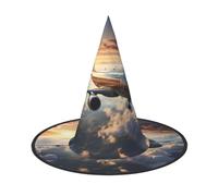 Halloween Witch Hat,Airplanes are soaring Print Costume Headwear,Adults Spooky Hat Festival Headwear