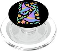 Halloween Witch Hat Bat Floral Pattern Magic PopSockets PopGrip for MagSafe