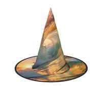Halloween Witch Hat Big Wave Tide Print for Men Women Halloween Hat Cosplay Party Decoration