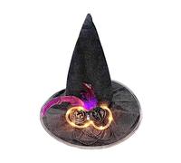 Halloween Witch Hat Black Crooked Wicked Witch Wizard Carnivals Christmas Cosplay Party Costume Wizard Headband Wide Brim Pointed Hat