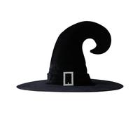 Halloween Witch Hat - Black Witches Hat with Silver Buckle | Pointed Hat for Adults | Multiple Functions Cosplay Hat | Velvet Halloween Pointed Hat Party Supplies for Women Girl
