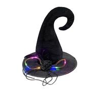 Halloween Witch Hat Black Wizard For Women And Girls Wizard Cosplay Costume Accessories Led Light Up Pointed Hat Wide Brim Pointed