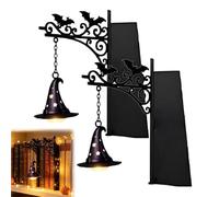 Halloween Witch Hat Bookshelf LED Lamp, Vintage Iron Hanging Book Nook Light with Warm Soft Glow, Tool-Free Slide-in Decorative Lighting for Bookcase Reading Corner Gothic Seasonal Ornament ，2pcs