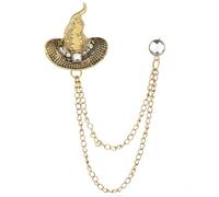 Halloween Witch Hat Brooch Pin for Women Crystal Pumpkin Black Cat Wing Brooches Lapel Pins Fashion Halloween Jewelry, M, Metal, cubic zirconia
