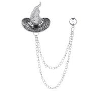 Halloween Witch Hat Brooch Pin for Women Crystal Pumpkin Black Cat Wing Brooches Lapel Pins Fashion Halloween Jewelry, M, Metal, cubic zirconia