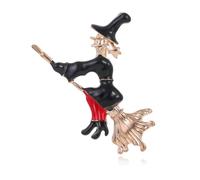 Halloween Witch Hat Brooch Pin for Women Crystal Pumpkin Black Cat Wing Brooches Lapel Pins Fashion Halloween Jewelry, M, Metal, cubic zirconia