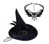 Halloween Witch Hat Delicate Lace Retro Witch Hats For Masquerade Fashion Adults Cosplay Costume Accessory Halloween Necklace For Men