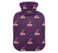 Halloween Witch Hat Flower Hot Water Bottle with Cover for Pain Relief Heating Bottles for Back Pain, 2L