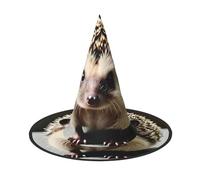 Halloween Witch Hat, Foldable Oxford Cloth Party Hat for Women & Adults | Cute hedgehog Print Wizard Cap for Cosplay, Masquerade & Carnival - Lightweight & Portable