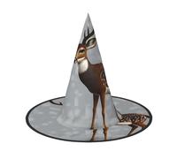 Halloween Witch Hat, Foldable Oxford Cloth Party Hat for Women & Adults | Grey plum deer Print Wizard Cap for Cosplay, Masquerade & Carnival - Lightweight & Portable