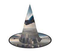 Halloween Witch Hat, Foldable Oxford Cloth Party Hat for Women & Adults | high altitude airplane Print Wizard Cap for Cosplay, Masquerade & Carnival - Lightweight & Portable