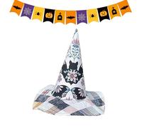 Halloween Witch Hat, Folk Art Halloween Witch Hat for Women, Party Headgear Cosplay Accessories for Masquerade Birthday Trick-or-Treat Photography Festival Performance Events
