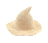 Halloween Witch Hat for Adults Elegant Witch Costume Accessory Wizard Hat for Halloween Party Decorations Cosplay and Carnival Props (Beige)