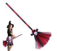 Halloween Witch Hat for Girls | Witch Accessories for Spooky Halloween, Costume Skull Broom Ribbon Hat for Theme Party, Costume Party, Parade, Role-Play