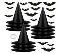 Halloween Witch Hat | Halloween Decorations Spooky Decor with Bats | Witches Hats Cosplay Set with 164 Feet Rope | for Indoor Outdoor Haunted House Wall Window Front Door Garden Yard Patio Porch