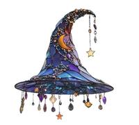 Halloween Witch Hat Hanging Ornament,8 Inch Acrylic W/itch H/at Suncatchers,2d Acrylic Magical Hat,Hallo/ween Decorations Outdoor,Sun Catchers for Windows,Hallo/ween Or/naments,Witch O/rnaments,Purple