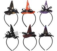 Halloween Witch Hat Headbands 6Pcs - Hair Hoop Band Headdress Party Accessories for Kids Adults Costume Dress Up - Cosplay Headwear