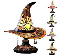 Halloween Witch Hat Lamps - Handcrafted Stained Gothic Wizard Hat Lights for Decor,Light with Glow-in-The-Dark Figurine for Bedroom,Mystical Bedroom Ambiance & Halloween Decorations Gifts