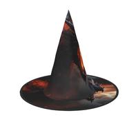 Halloween Witch Hat Magical Dragon Print Women Wide Brim Foldable Cap for Halloween Party Costume Accessories 1PC