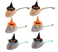 Halloween Witch Hat Mouse Catnip Toys, 6-Pack Plush Interactive Cat Toys with Catnip, Chew and Bite Cat Mice Toys for Indoor Cats' Playtime
